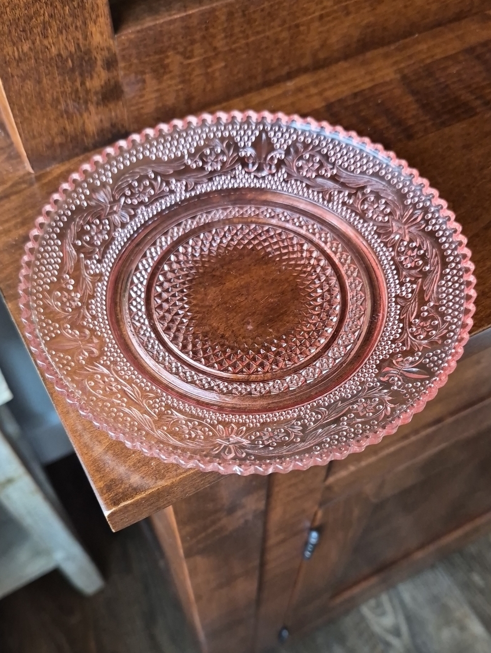 Trellis Pink Plate From Crystal Clear Industries